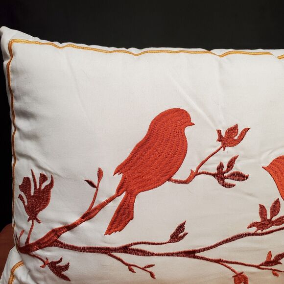 Lush Decor Harley Tangerine Embroidered Perched Birds 12 x 18 Accent Pillow - Picture 2 of 8
